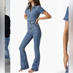 We the Free Jayde Flare Jumpsuit size small sunburst blue